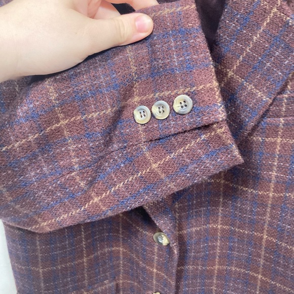 Vintage Eddie Bauer Women’s Medium 100% Wool Jacket Coat 2 Button Plaid Large. - Picture 3 of 8